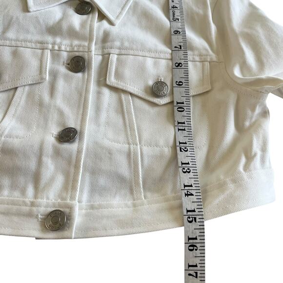 Staud White Cropped Denim Truckee Jacket Size Medium - Picture 7 of 8